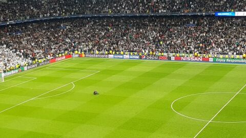 Ulreich, hundido sobre el c&eacute;sped del Bernab&eacute;u