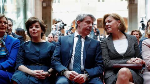 Soraya S&aacute;enz de Santamar&iacute;a, &Aacute;ngel Garrido y Mar&iacute;a Dolores de Cospedal