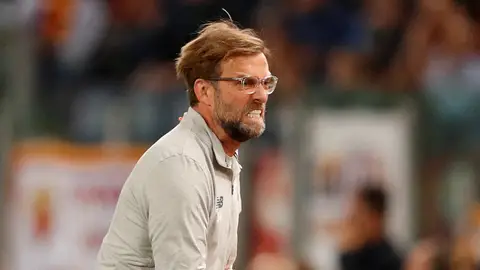 Klopp celebra uno de los goles del Liverpool en Roma Klopp celebra uno de los goles del Liverpool en Roma