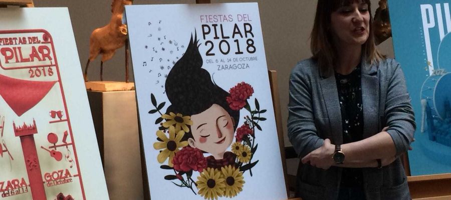 Cartel ganador y su autora, Mamen Marcén Cartel ganador y su autora, Mamen Marcén
