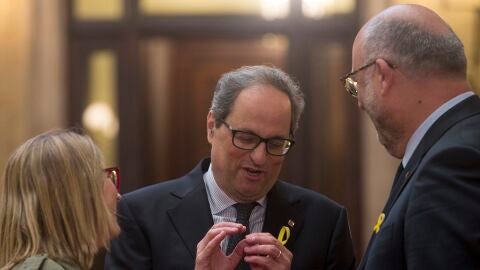 Quim Torra en el Parlament con Elsa Artadi