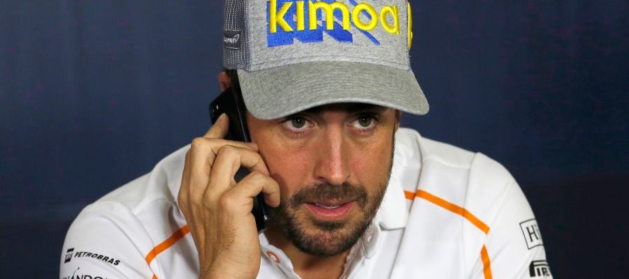 Fernando Alonso, en una rueda de prensa en Montmeló Fernando Alonso, en una rueda de prensa en Montmeló