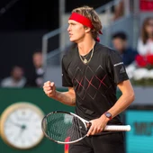 Alexander Zverev celebra un punto ante Thiem Alexander Zverev celebra un punto ante Thiem