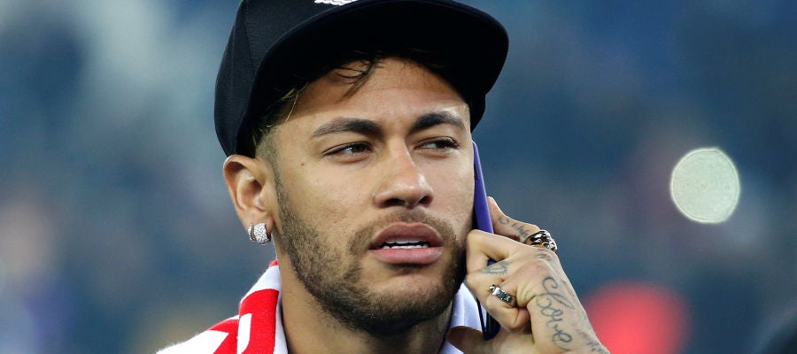 Neymar, durante la celebración de Liga del PSG Neymar, durante la celebración de Liga del PSG