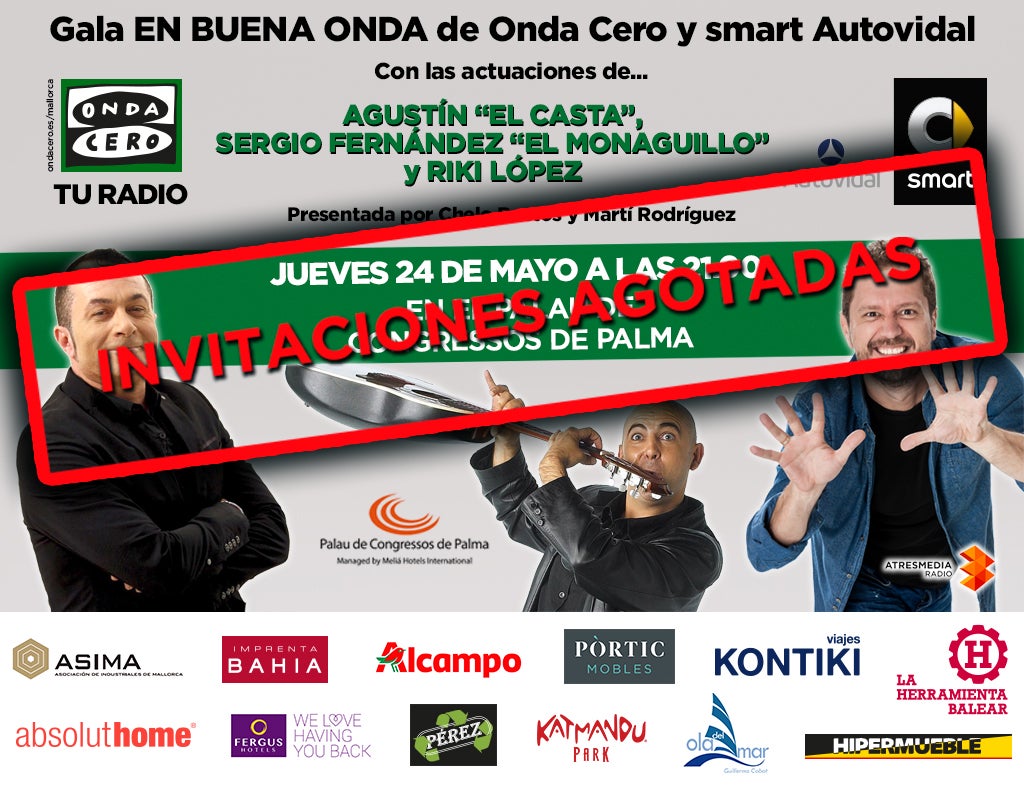 Sergio Fernández 'El Monaguillo', Agustín 'El Casta' y Riki López protagonizarán la gala “En Buena Onda” Sergio Fernández 'El Monaguillo', Agustín 'El Casta' y Riki López protagonizarán la gala “En Buena Onda”