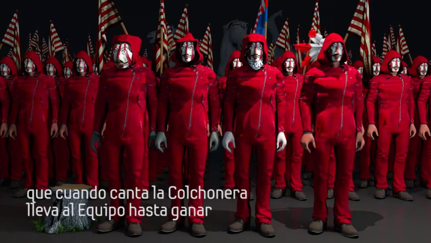 'La casa de papel' inspira 'La colchonera', el c&aacute;ntico del Atl&eacute;tico de Madrid para la final de Europa League en Lyon