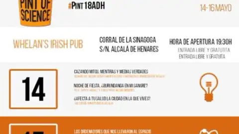 PInt of Sciencie Alcalá de Henares 2018 Debates sobre ciencia en pub y bares de Alcalá de Henares