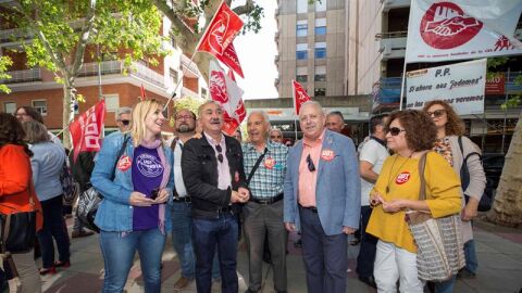 El l&iacute;der de UGT, Pepe &Aacute;lvarez, en una concentraci&oacute;n de pensionistas