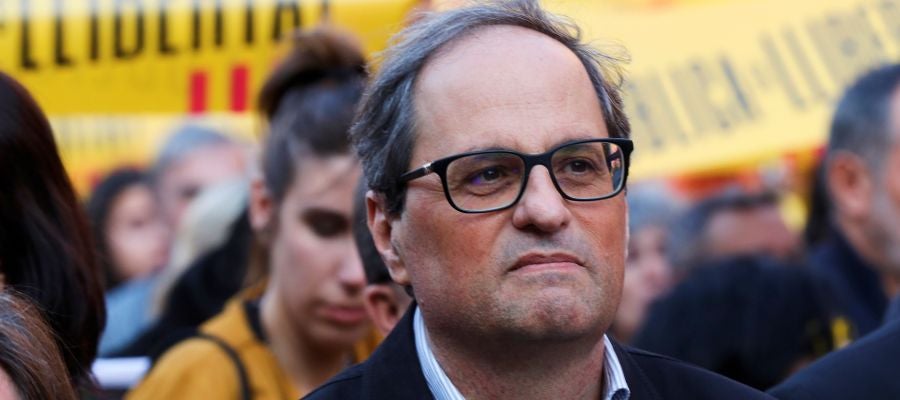 El presidente de la Generalitat, Quim Torra, durante una concentración. El presidente de la Generalitat, Quim Torra, durante una concentración.