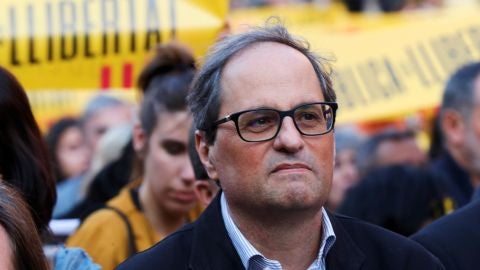 El presidente de la Generalitat, Quim Torra, durante una concentraci&oacute;n.