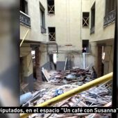 La lluvia complica el trabajo de los bomberos en la tercera noche desde el derribo de un edificio en Madrid