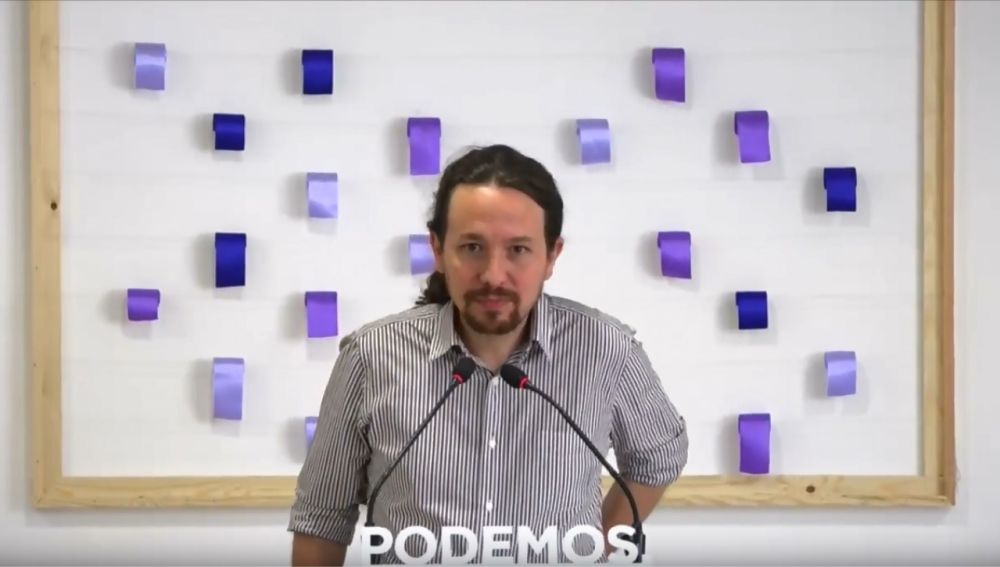 Pablo Iglesias en la sede de Podemos