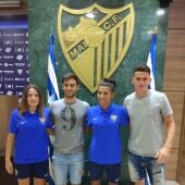 Pablo Clavería, Pamela, Harper y María Ruiz, del Atlético Malagueño y del Málaga Femenino 