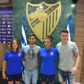 Pablo Clavería, Pamela, Harper y María Ruiz, del Atlético Malagueño y del Málaga Femenino Pablo Clavería, Pamela, Harper y María Ruiz, del Atlético Malagueño y del Málaga Femenino