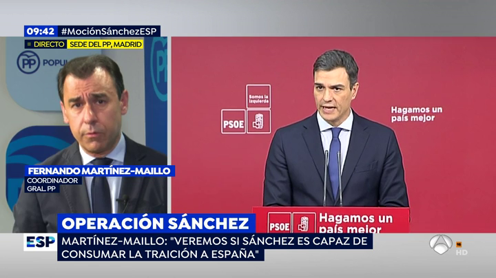 Maillo, sobre la moción de censura: "A Sánchez sólo le falta ir a Berlín a ver a Puigdemont" Maillo, sobre la moción de censura: "A Sánchez sólo le falta ir a Berlín a ver a Puigdemont"