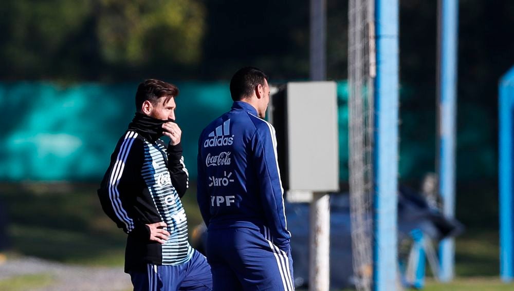 Leo Messi, en un entrenamiento de la selección argentina