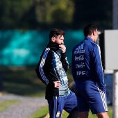 Leo Messi, en un entrenamiento de la selección argentina