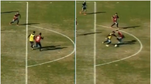 Messi regatea a Di Mar&iacute;a en un entrenamiento