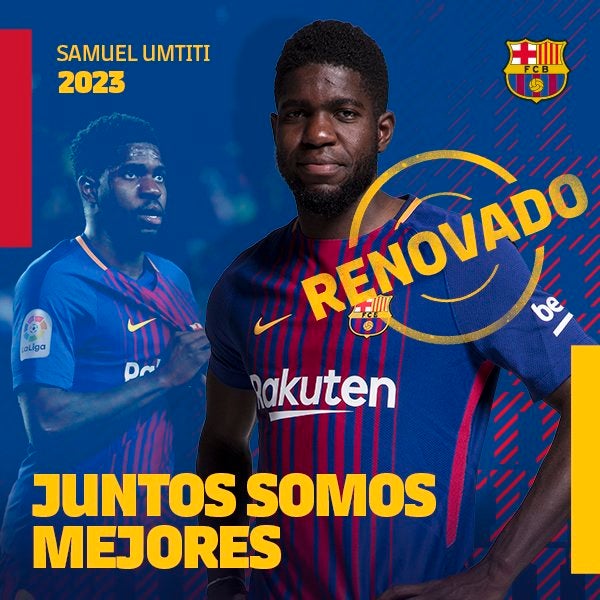 <p>Umtiti renueva con el Barça para las próximas cinco temporadas</p> <p>Umtiti renueva con el Barça para las próximas cinco temporadas</p>