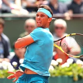 Nadal golpea con su 'drive' en el partido contra Marterer Nadal golpea con su 'drive' en el partido contra Marterer