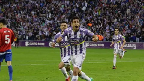 Los jugadores del Valladolid celebran un gol ante el Sporting Los jugadores del Valladolid celebran un gol ante el Sporting