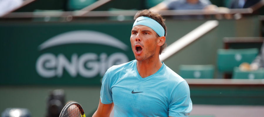 Nadal celebra un punto contra Schwartzman Nadal celebra un punto contra Schwartzman