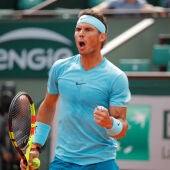 Nadal celebra un punto contra Schwartzman