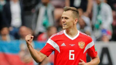 Cherychev celebra su gol en el Mundial de Rusia. 