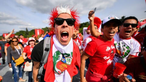 Aficionados de Per&uacute;, en el Mundial