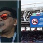 Maradona, fumando un puro