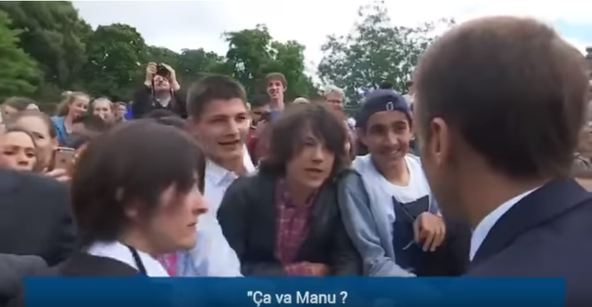 <p>Macron regaña a un estudiante que le llamó Manu y dice que le llame "señor Presidente o señor"</p> <p>Macron regaña a un estudiante que le llamó Manu y dice que le llame "señor Presidente o señor"</p>