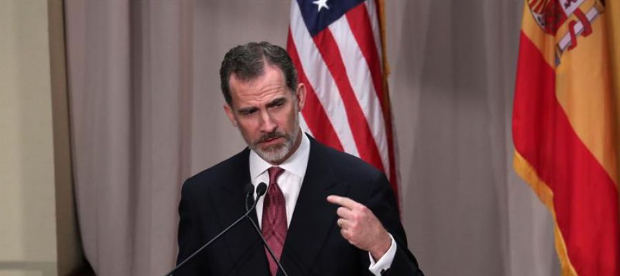 El rey Felipe VI pronuncia un discurso durante una cena oficial en EEUU El rey Felipe VI pronuncia un discurso durante una cena oficial en EEUU