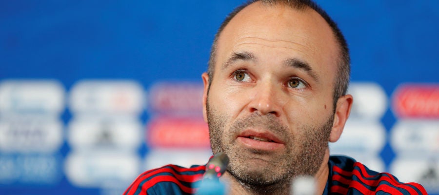 Andrés Iniesta, en sala de prensa Andrés Iniesta, en sala de prensa