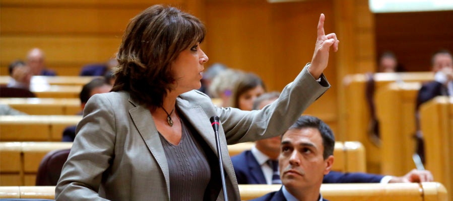 Dolores Delgado durante su comparecencia en el Senado Dolores Delgado durante su comparecencia en el Senado