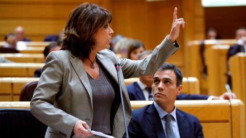 Dolores Delgado durante su comparecencia en el Senado