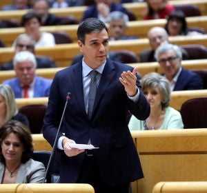 El presidente del Gobierno Pedro Sánchez, durante su intervención en la sesión del pleno del Senado El presidente del Gobierno Pedro Sánchez, durante su intervención en la sesión del pleno del Senado