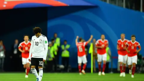 Salah, cabizbajo tras un gol de Rusia Salah, cabizbajo tras un gol de Rusia