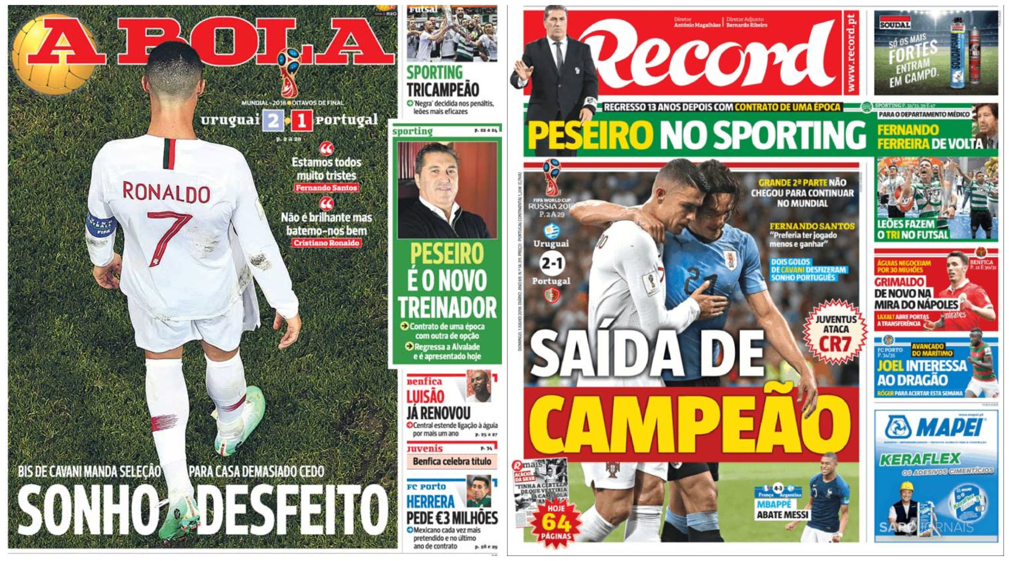 Portugal lamenta el adiós de su selección al Mundial tras perder contra Uruguay Portugal lamenta el adiós de su selección al Mundial tras perder contra Uruguay