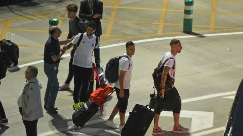 Los jugadores de la Selecci&oacute;n, a su llegada a Madrid