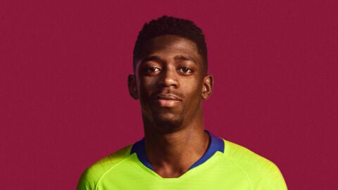 Dembele, con la nueva camiseta del Barcelona