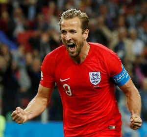 Harry Kane celebra su gol con Inglaterra Harry Kane celebra su gol con Inglaterra