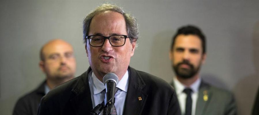 Quim Torra y Roger Torrent en una rueda de prensa Quim Torra y Roger Torrent en una rueda de prensa