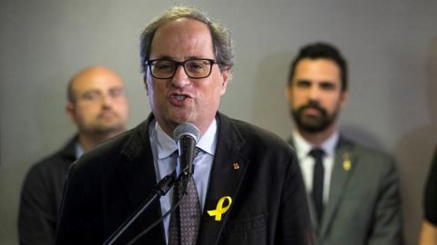Quim Torra y Roger Torrent en una rueda de prensa