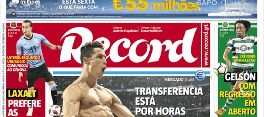 Portada del diario 'Record' Portada del diario 'Record'