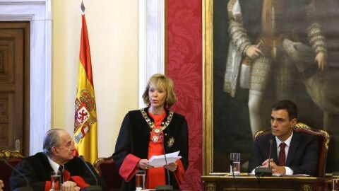 La nueva presidenta del Consejo de Estado, Mar&iacute;a Teresa Fern&aacute;ndez de la Vega, durante su intervenci&oacute;n en su toma de posesi&oacute;n.