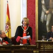 La nueva presidenta del Consejo de Estado, María Teresa Fernández de la Vega, durante su intervención en su toma de posesión.