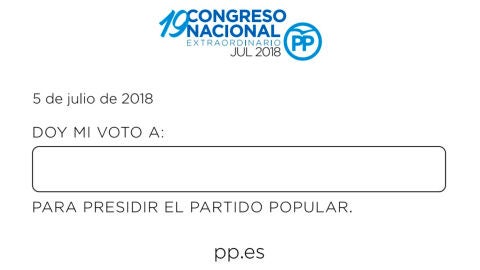 Papeleta de las primarias del PP
