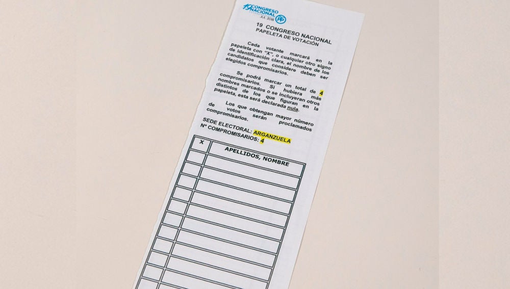 Papeletas de las primarias del PP