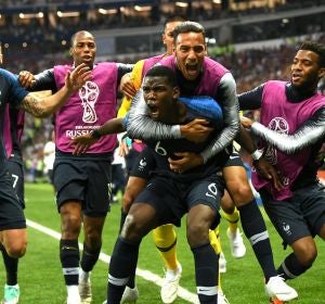 Pogba celebra su gol a Croacia Pogba celebra su gol a Croacia