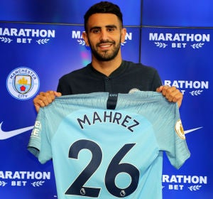 Mahrez, en su presentación con el City Mahrez, en su presentación con el City